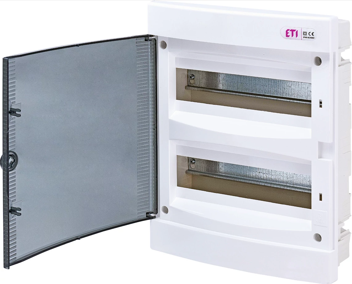 ETI ECM24PT DIDO-E 2x12 modulos elosztó szekrény, süllyesztett, átlátszó ajtóval 1101012