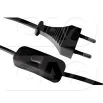 GAO 6782H Szerelt vezeték euro dugóval, kapcsolóval 1,5m 230V fekete