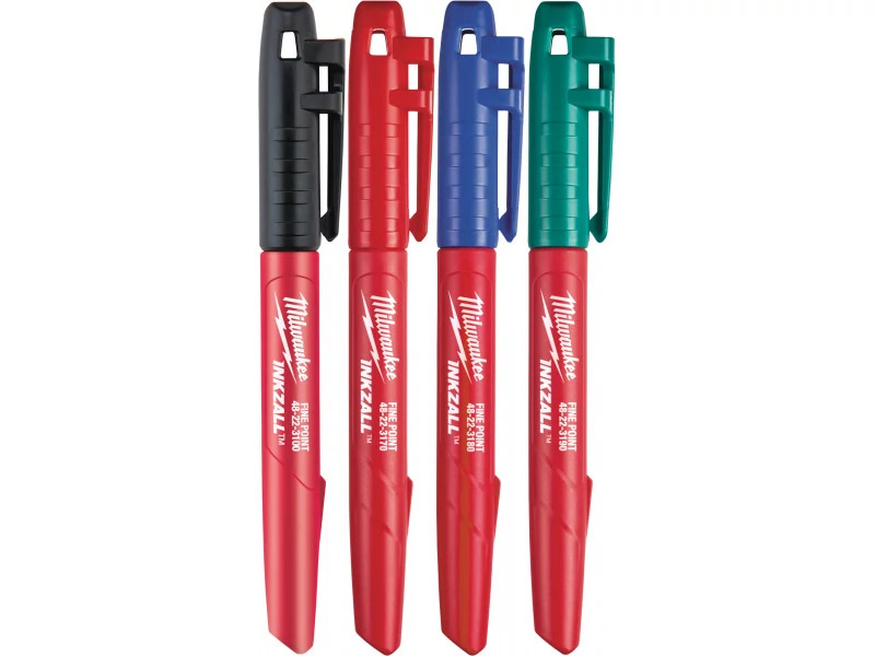 MILWAUKEE 48223106 Inkzall jelölőfilc 4 db-os szett (fekete, piros, kék, zöld)