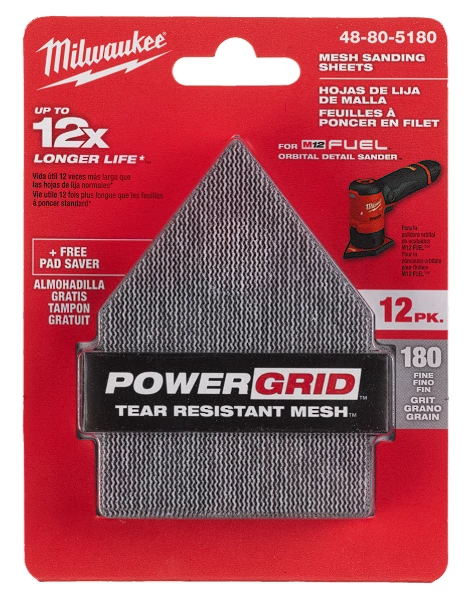 MILWAUKEE 48805180 Multitool Csiszolóháló 67x92 HL G180 12db + 1db Csiszolótalp Védő