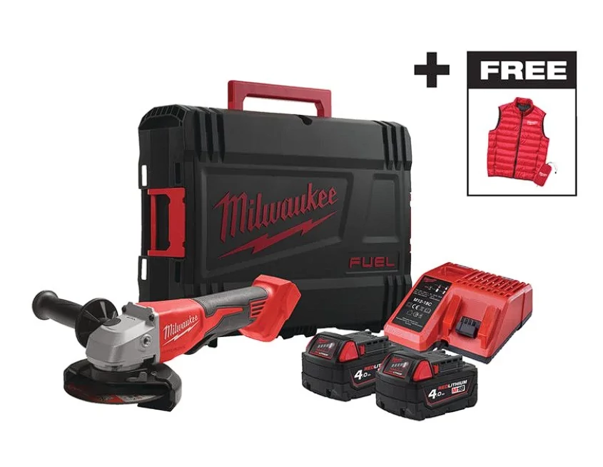 MILWAUKEE 4933499460 M18BLSAG125XPDMC-402X M18™ SZÉNKEFE NÉLKÜLI 125 MM SAROKCSISZOLÓ CSÚSZTATHATÓ KAPCSOLÓVAL SZETT