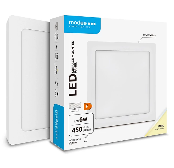 MODEE LIGHTING ML-LPS4000K6WA LED Panel Négyzet - Felszerelhető 6W 4000K (450 lumen) 