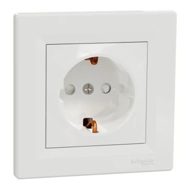 SCHNEIDER EPH2900221 Asfora Aljzat, gyermekvédelemmel, csavaros bekötés, fehér 2P+F