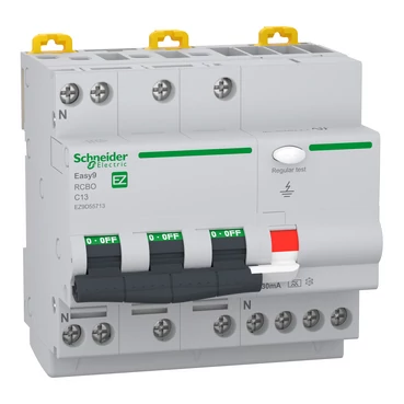 SCHNEIDER EZ9D55713 EASY9 PRO Áramvédős Kismegszakító 6kA, A osztály, 3P-N, C, 13A, 30mA