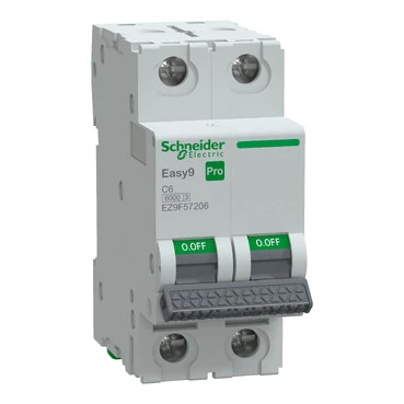 SCHNEIDER EZ9F57206 EASY9 PRO Kismegszakító 6kA, 2P, C, 6A