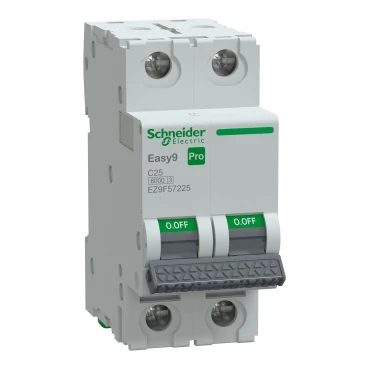 SCHNEIDER EZ9F57225 EASY9 PRO Kismegszakító 6kA, 2P, C, 25A