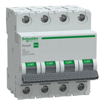 SCHNEIDER EZ9F57406 EASY9 PRO Kismegszakító 6kA, 4P, C, 6A