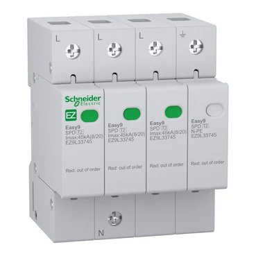 SCHNEIDER EZ9L33745 EASY9 PRO Túlfeszültség-korlátozó, T2, 45kA, 3P-N