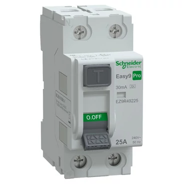 SCHNEIDER EZ9R49225 EASY9 PRO Áram-védőkapcsoló 6kA, A osztály, 2P, 25A, 30mA