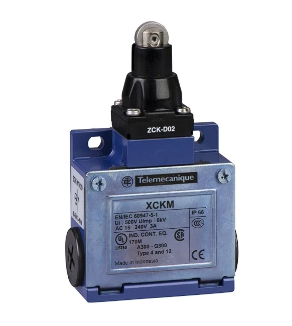 SCHNEIDER XCKM102 Végálláskapcsoló fém 1ny 1z görgős ütköző 3A/AC15/230V IP66/IP67