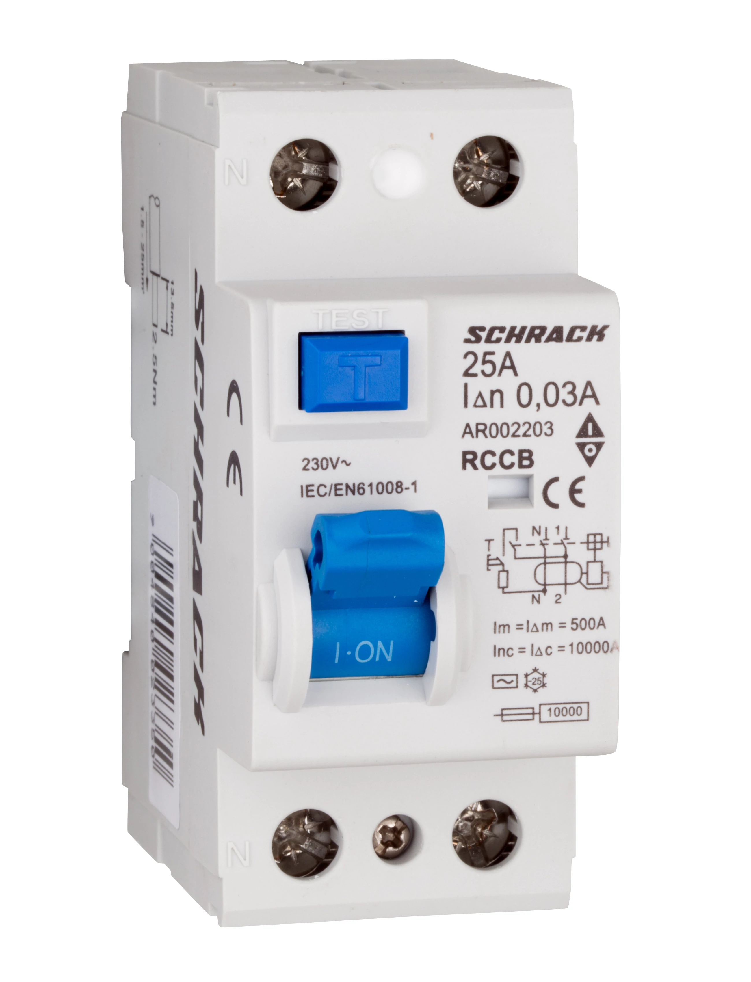 SCHRACK AR002203 Hibaáram kapcsoló AMPARO 10kA 25A, 2 pólusú, 30mA, AC