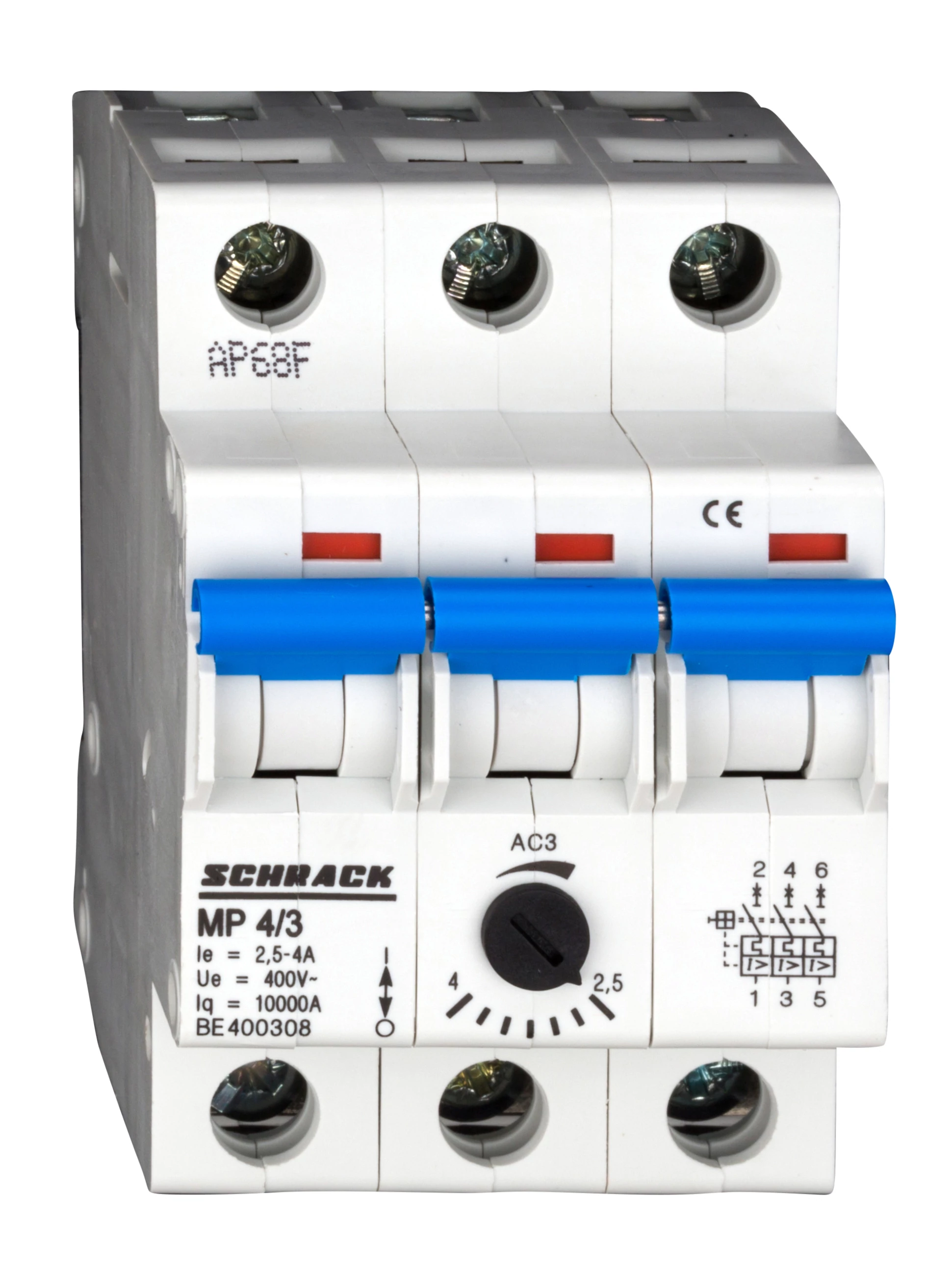 SCHRACK BE400308 Motorvédőkapcsoló 2,5-4,0A, 3 pólusú, 3KE