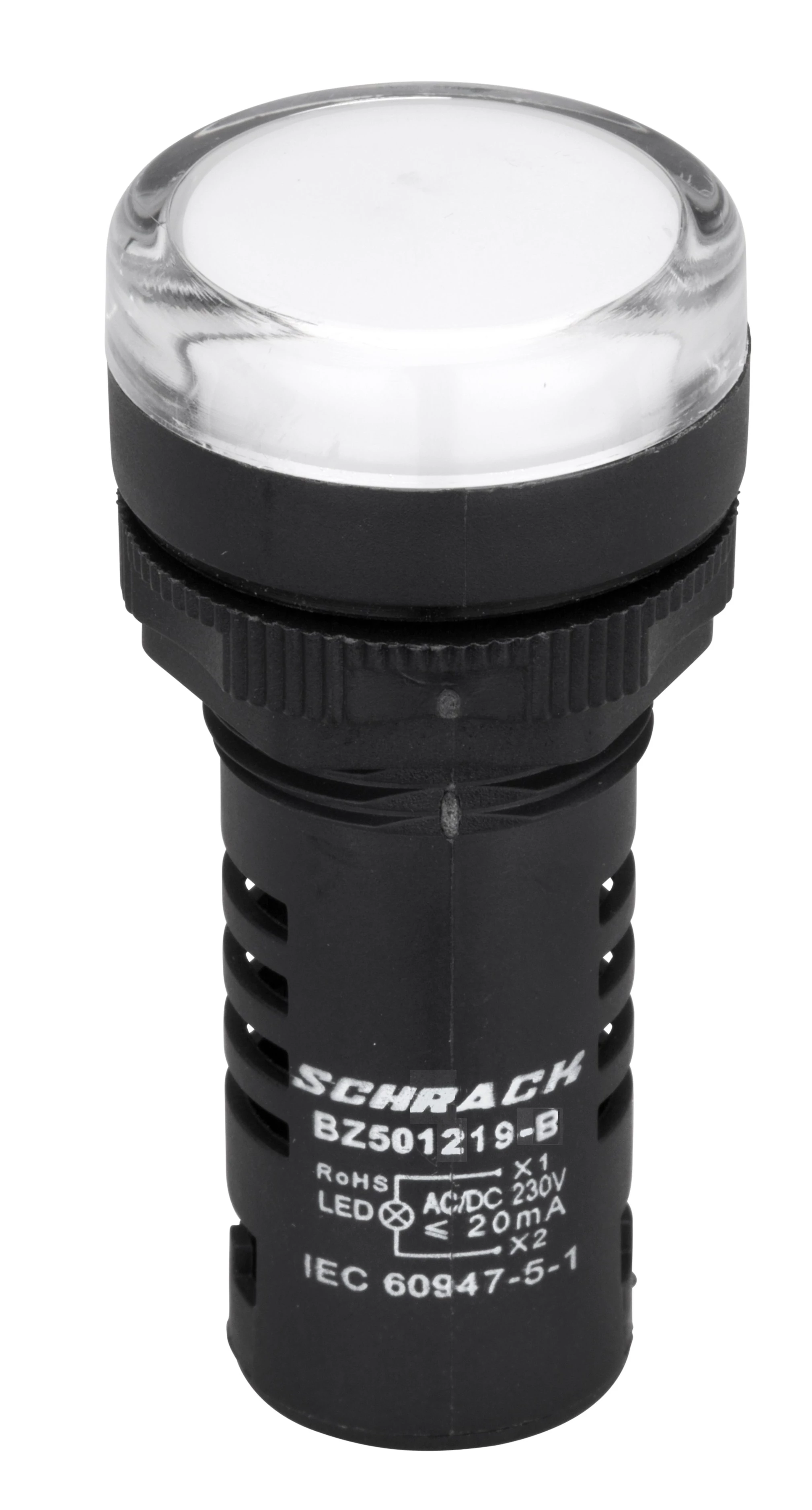 SCHRACK BZ501219-B Kompakt jelzőlámpa, LED, 230V AC/DC, fehér
