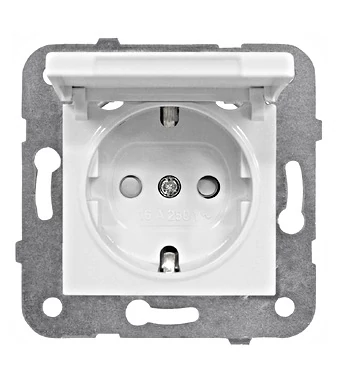 SCHRACK EV101005 Dugaszolóaljlzat gyerekvédelem+csapófedél, rugós, fehér