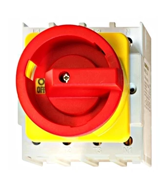 SCHRACK IN8E2432 Vész-ki főkapcsoló 0-1, 4 pontos rögzítés, 4p 20A/AC23 7.5kW