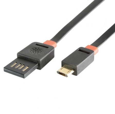 SOMOGYI USBF 3 töltőkábel, 2 oldalú, fordítható, USB-A dugó, microUSB-B dugó, 3m, 2,1A, adatkábel