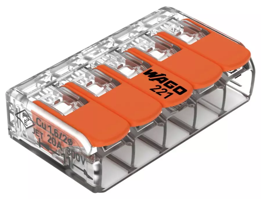 WAGO 221-415 Vezeték összekötő oldható 5P 0,2-4mm2 25db/csomag