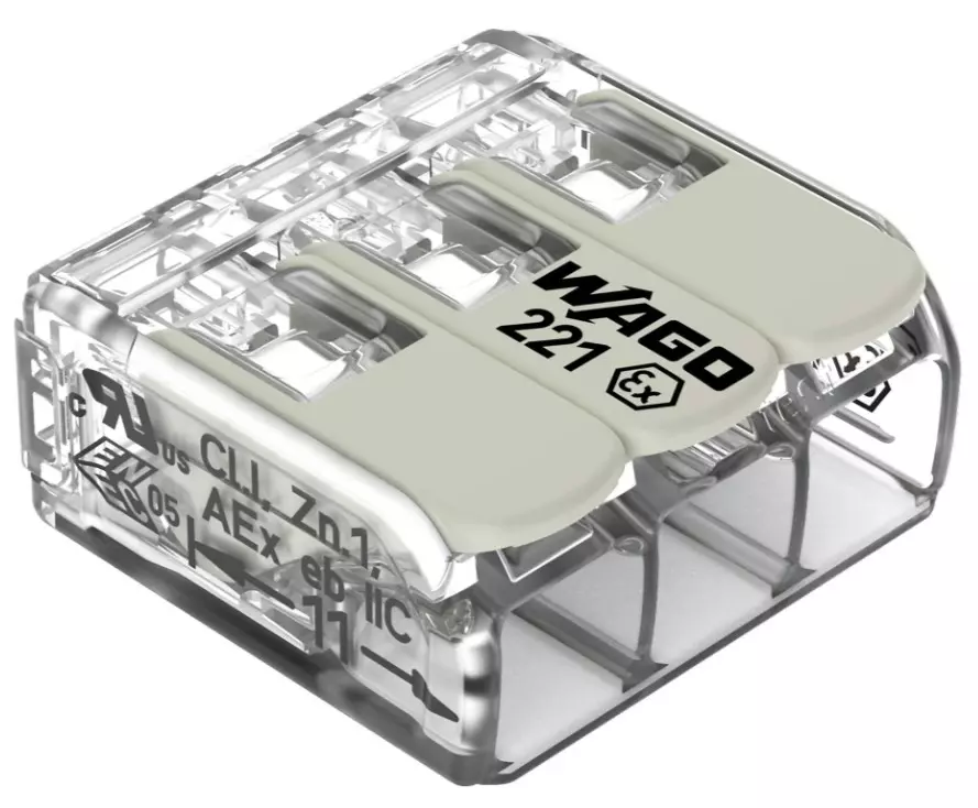 WAGO  221-483 Vezeték összekötő oldható robbanás biztos alkalmazásokhoz 3P 0,2-4mm2 50db/csomag