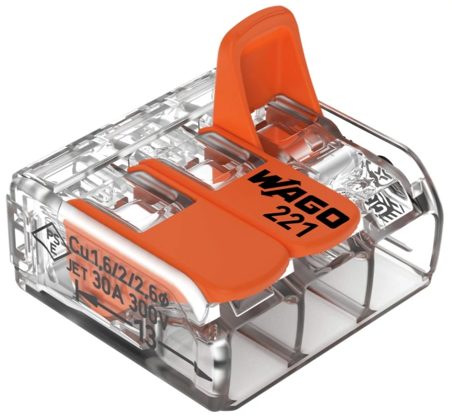 WAGO 221-613 Vezetékösszekötő 3-as 6mm2 30db/csomag